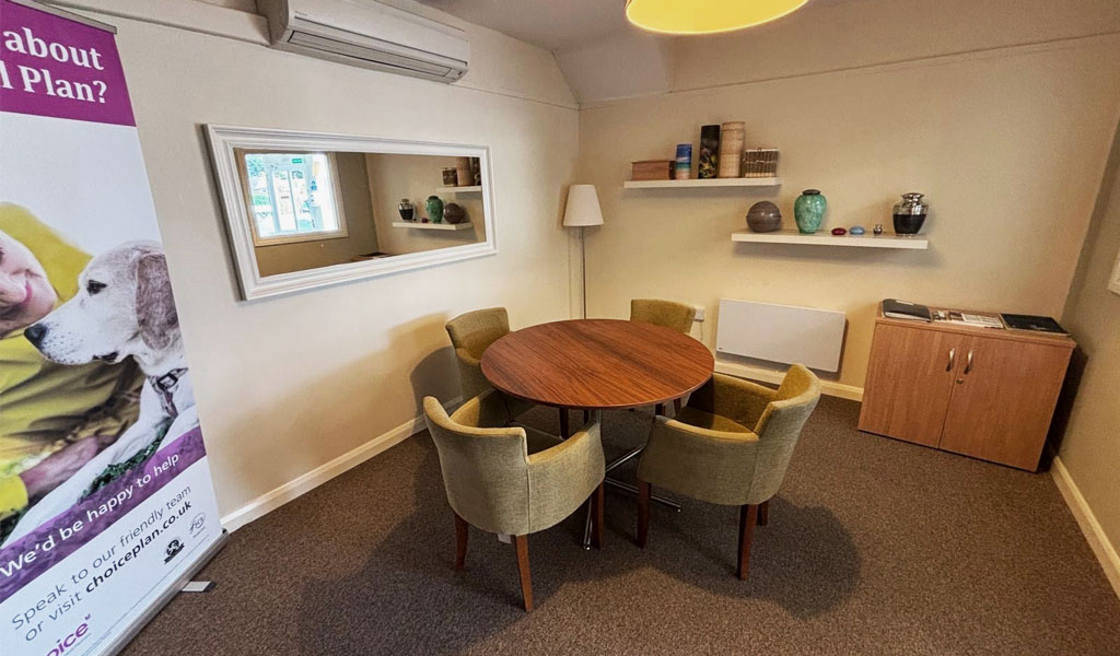 The inside of Dawe Brothers Funeral Directors Holme Lacy Road branch.